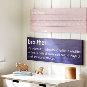 Sister and Brother wall art from Pottery Barn Kids. NWT.